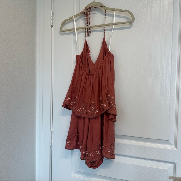TJD Pink Patterned Tie Romper - Picture 1 of 4